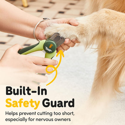 LED Dog Nail Clippers with Light, Trimmers with Protective Guard, Quick Sensor, Safety Lock and Nail File - Suitable for Large and Small Dogs & Cats (Yellow, LED)