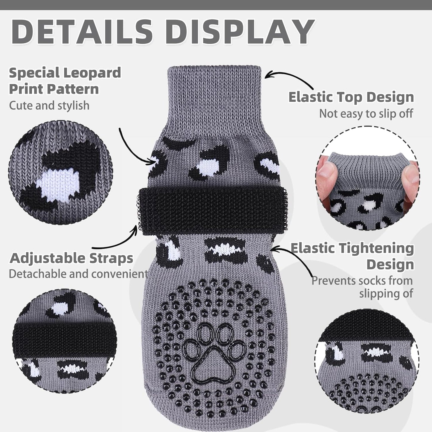 KOOLTAIL Dog Socks Shoes for Hot Pavement to Prevent Licking Paws, Winter Dog Boots&Paw Protector for Hardwood Floors Anti Slip,Traction Control Grip Booties for Small Medium Large Senior Dogs,Black M