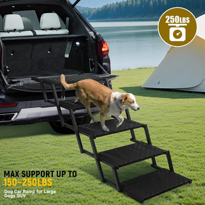 Dog Stairs for Car - Foldable Dog Ramps for Large Dogs with Non Slip Surface, Portable Dog Steps for Cars and SUV, Truck, Support Up to 200 Lbs