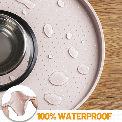 Hubulk 100% Waterproof Silicone Pet Feeding Mat with Raised Edge for Food and Water, Dog Bowl Mats, Cat Bowls Placemat with High Lip Protects Floor for Cats and Dogs (Gray, 19" L x 12" W)