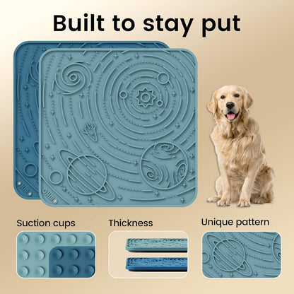 OHMO Lick Mat for Dogs and Cats(Small, Camo&Light Green, 2pcs) Enrichment Accessories Toy Space Star Easy Clean Pet Slow Feeder/Suction Cups, Licking Pad for Anxiety Relief and Boredom Reduction