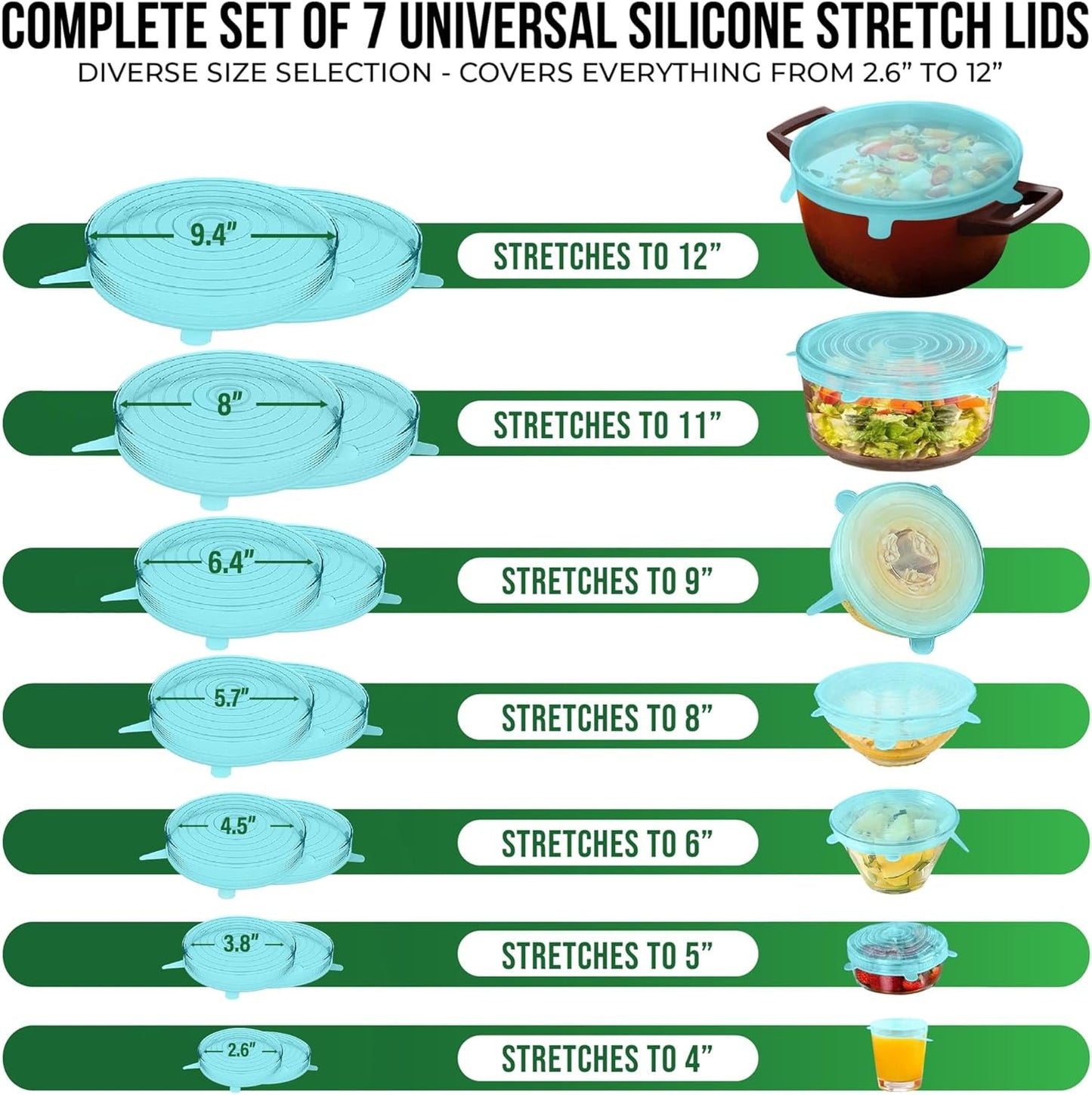 Reusable Silicone Can Lids – 2.6 Inch Can Covers for Dog & Cat Food – Universal Fit - Airtight Stretch Lids for Pet Food Cans, BPA-Free, Dishwasher Safe – 10 Pack