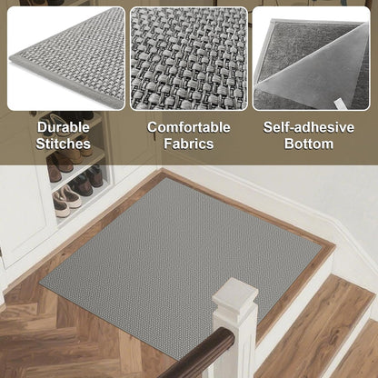 Stair Treads for Wooden Steps Carpet, Non-Slip Stair Runner Indoor Outdoor Stair Tread Mats Covers Pads, 19" x 31"Matching Landing Step Runner for Elders, Kids and Dogs (19" x 31", Black)