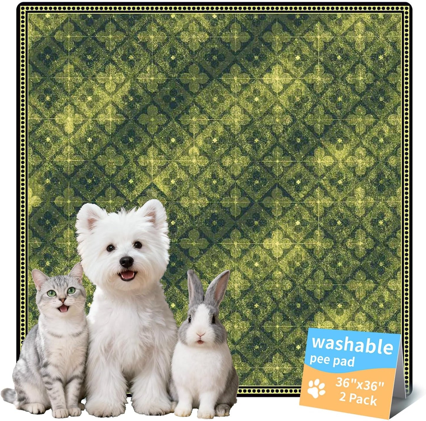 Washable Pee Pads for Dogs, Reusable Puppy Potty Training Pads, Ultra-Absorbent Thick Waterproof Leak-Proof Non-Slip Pads & Mat for Crate, Playpen, Floor, Whelping & Housebreaking , 2 Pack 18"x24"