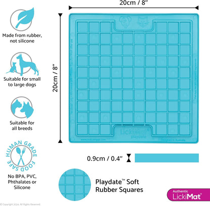 LickiMat Classic Playdate Slow Feeder for Dogs Lick Mat Boredom Anxiety Reducer Perfect for Food Treats Yogurt Liquid Food Peanut Butter Fun Alternative to a Slow Feed Dog Bowl, Turquoise