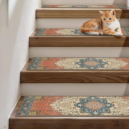 sarben Non Slip Stair Treads for Wooden Steps 15PCS - 8"x30" Indoor Safety Carpet, Edging Mats with TPE Adhesive Backing, Pet and Elderly Friendly Stair Rugs (Taupe) - Colors A
