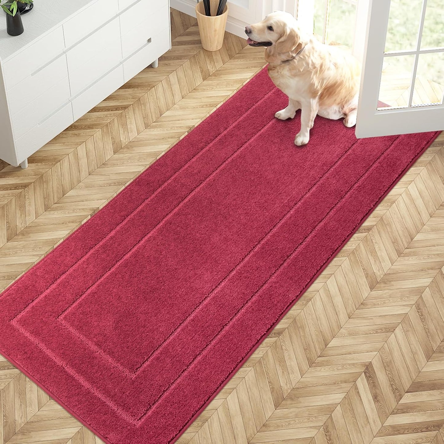 PURRUGS Dirt Trapping Door Mat 32" x 47", Non-Slip/Skid Machine Washable Entryway Rug, Dog Doormat, Super Absorbent Welcome Mat for Muddy Wet Shoes and Paws, Grayish Brown