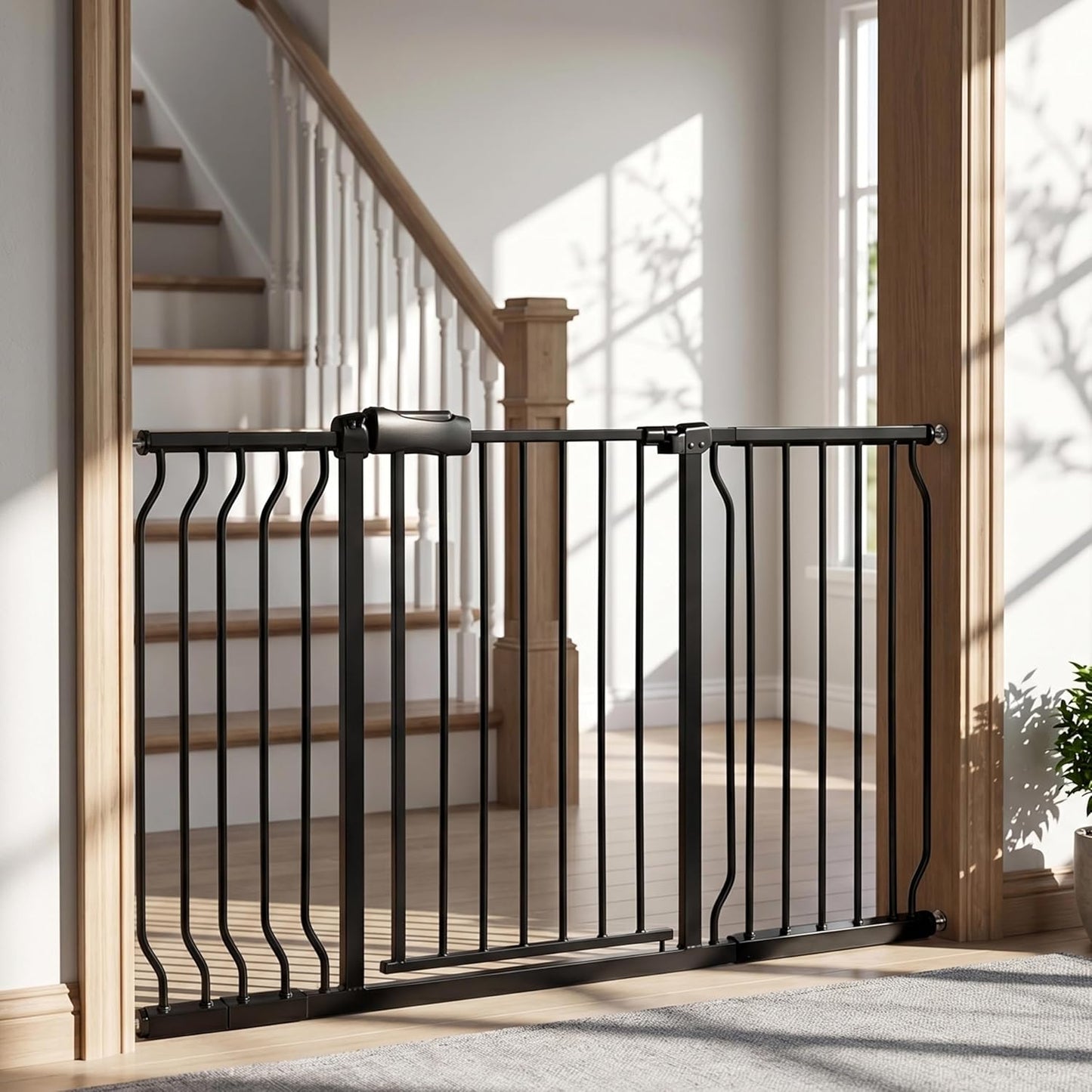 24-29 Inch Narrow Baby Gate, Pressure Mounted No Drilling Dog Gate for Stairs & Doorways, White Metal Safety Gate Indoor for Kids and Pets