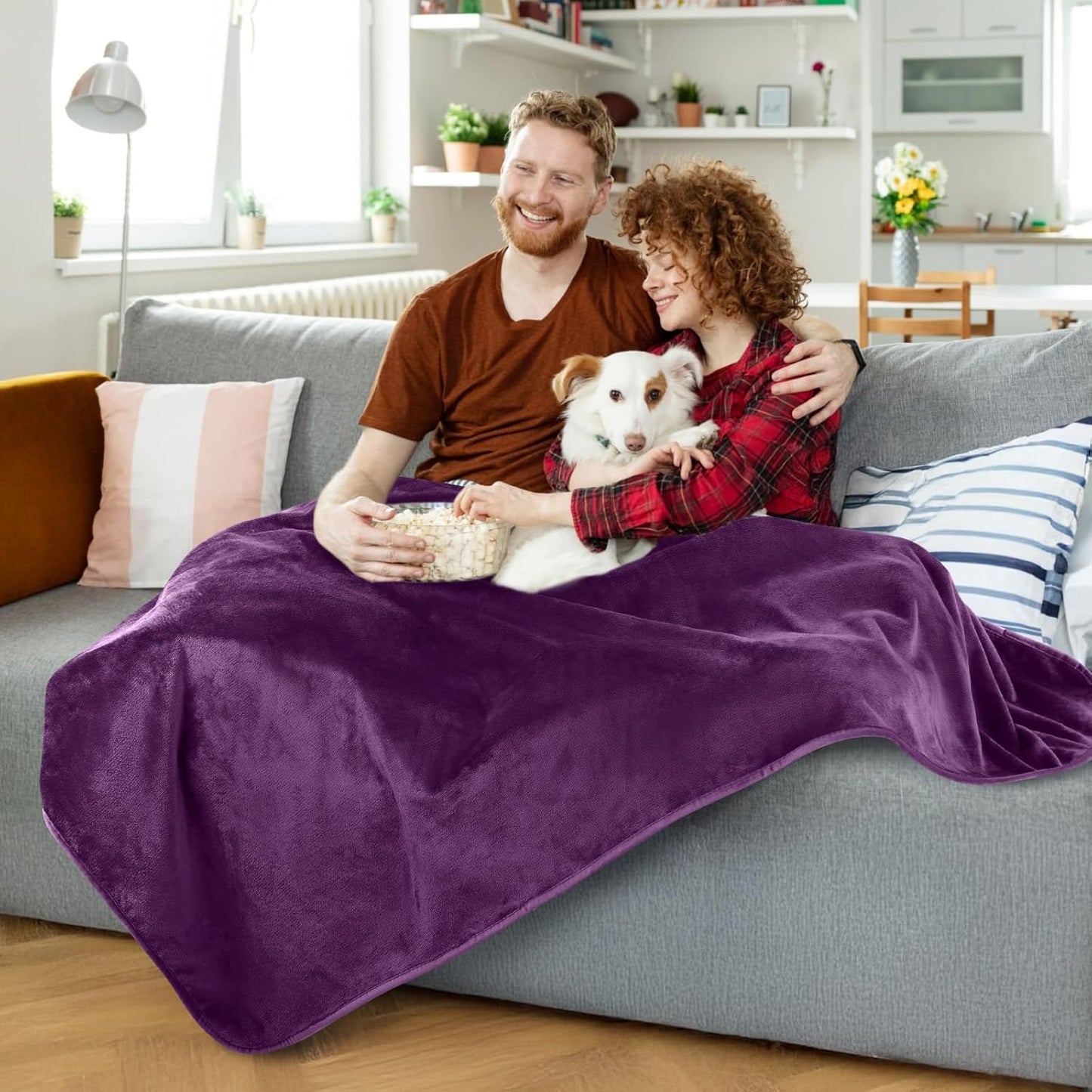 LOOBANI Waterproof Blanket for Bed: Reversible Soft Flannel Twin Bed Blanket 60" x 80", Leakproof Throw Spill-Proof Dog Pet Blanket for Couch Cover, Movie Time, Camping, Travel, Grey