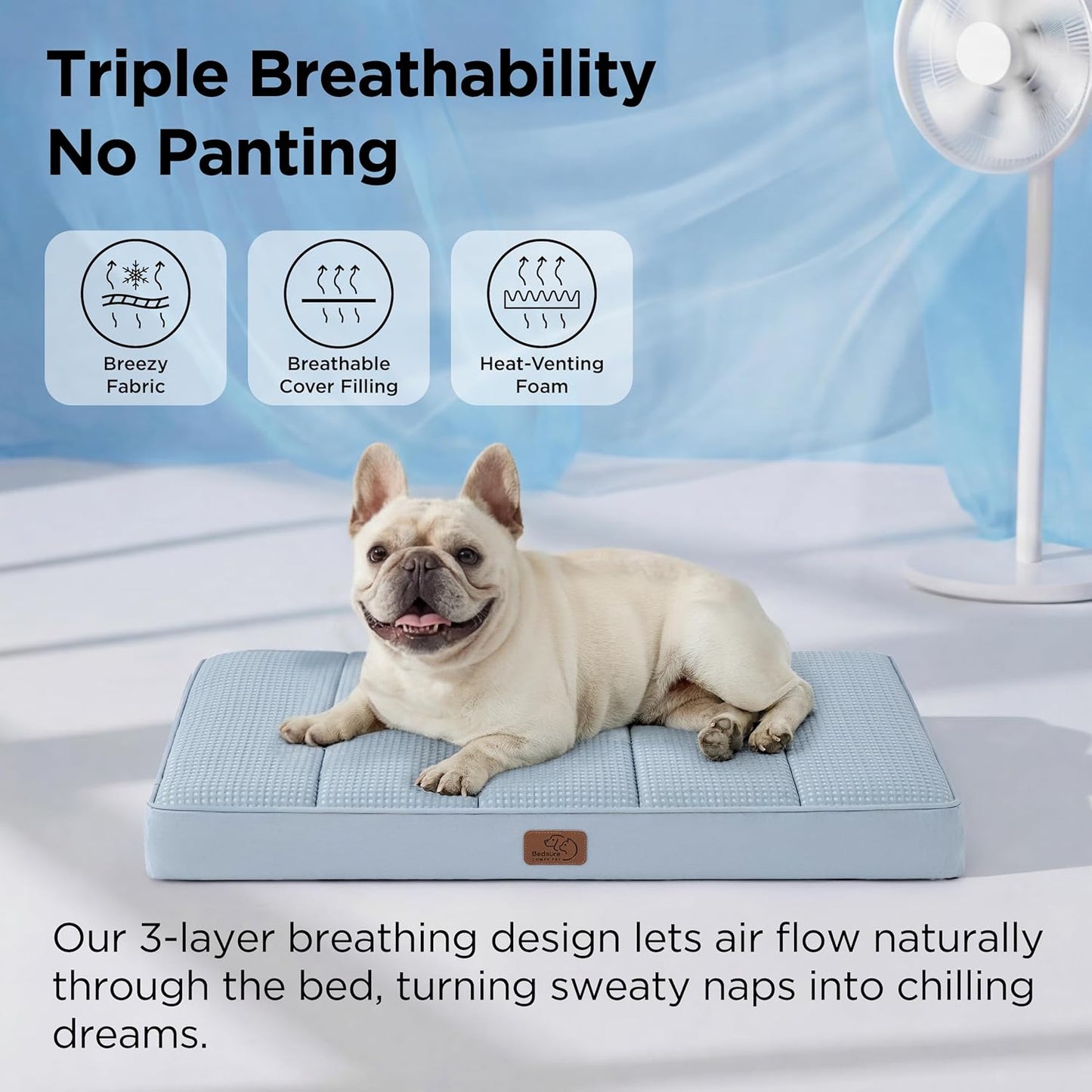 Bedsure Dog Beds Large Sized Dog - Comfy Flat Pet Beds with Removable Washable Cover, Orthopedic Egg Crate Foam Puppy Mat, Suitable for Pet Up to 65 lbs
