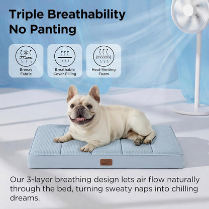Bedsure Dog Beds Large Sized Dog - Comfy Flat Pet Beds with Removable Washable Cover, Orthopedic Egg Crate Foam Puppy Mat, Suitable for Pet Up to 65 lbs