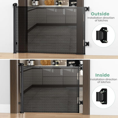 HAMOPY Retractable Baby Gate, 33" Tall, Extends up to 55" Wide, Durable Auto-Lock Baby Gates for Stairs, Mesh Dog Gate and Child Safety Gates for Doorways, Hallways, Indoor, Outdoor(Black)