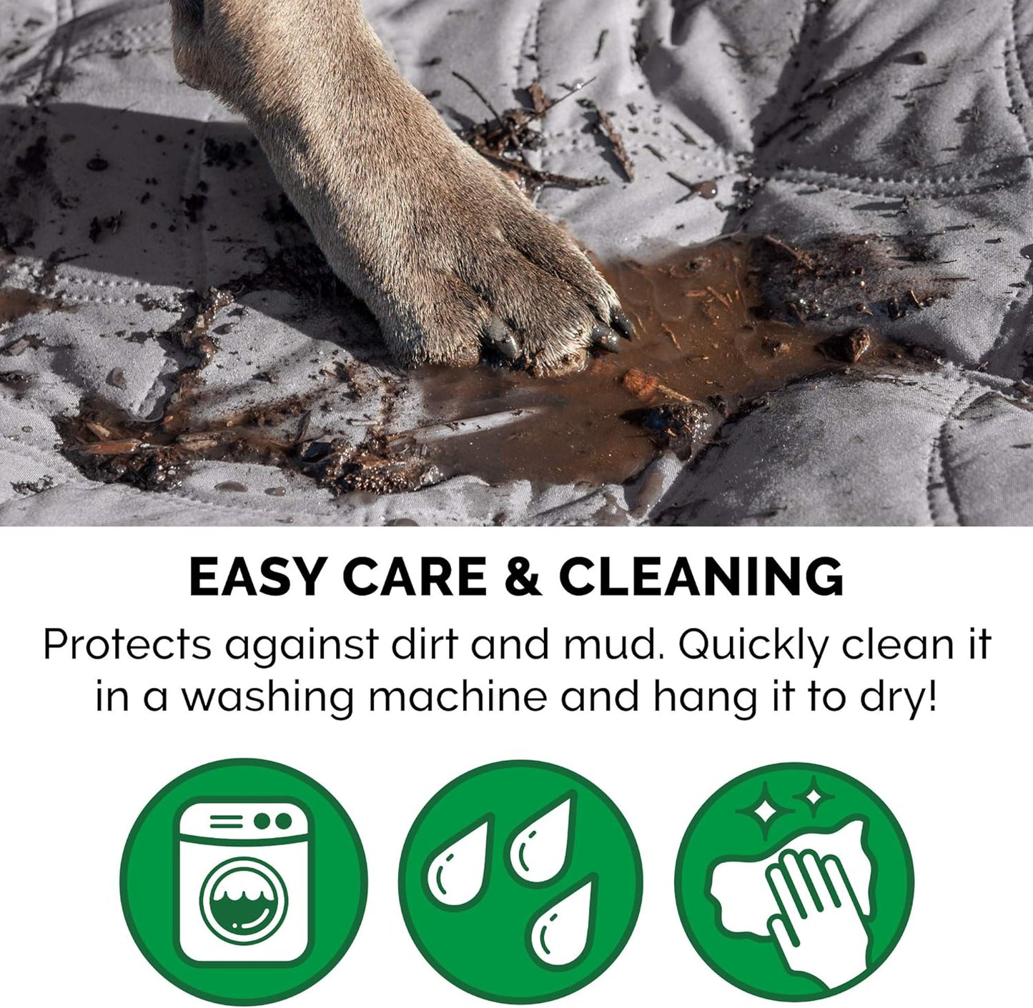 FurHaven Waterproof Blanket & Furniture Protector Cover with Non-Slip Backing, Machine Washable, Jumbo/King, Quilted Twill, Gray
