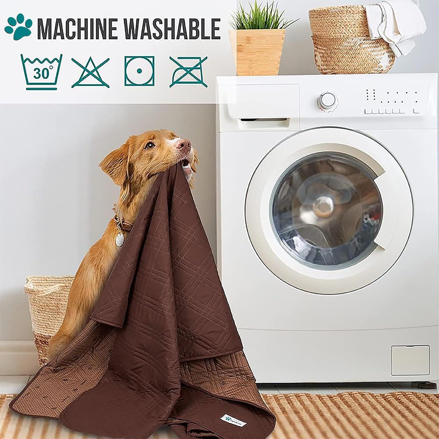 PetAmi Waterproof Couch Cover for Dogs, Reversible Furniture Cover Sofa Protector for Pet Cat Bed, Washable Blanket Dog Cover for Couch Seat, 52x82 Gray