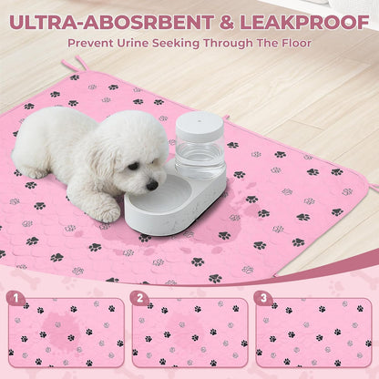 Fostanfly Washable Pee Pads for Dogs, 2 Pack Large 36"x41" Ultra-Absorbent and Leak-Proof Non-Slip Reusable Potty Training Pads for Dogs, Cats, Puppy, Potty Training of Add 8 Lanyards