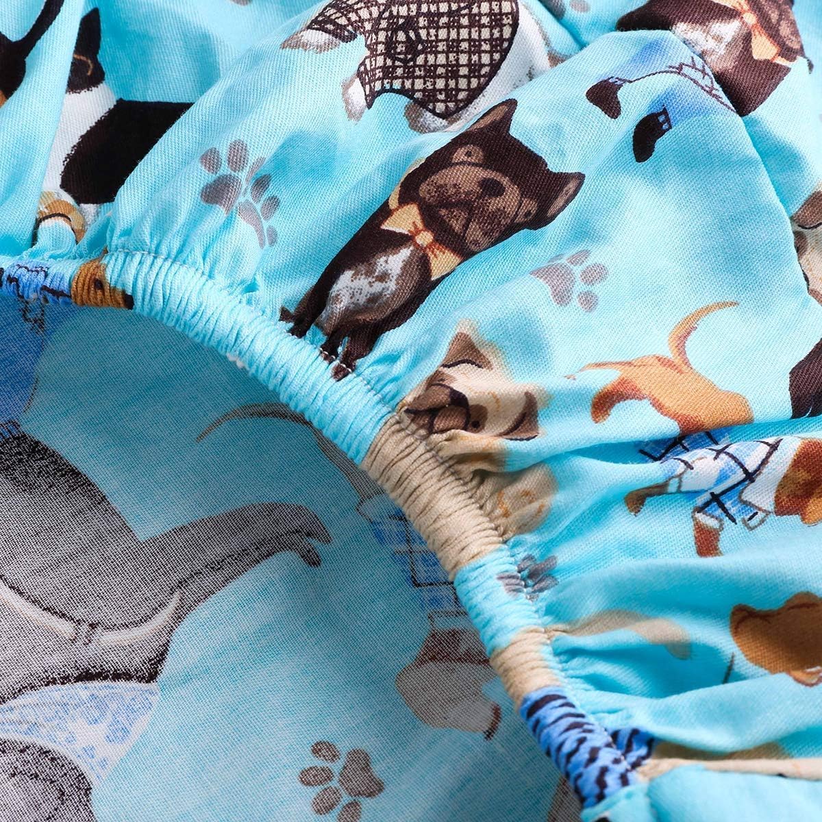 Dog Bed Covers Replacement Washable, Elastic Edged Pet Bed Protector with Cute Dog Pattern Design for Small & Medium Pet Beds, Cover Only (Blue, 36x27x6 Inch)