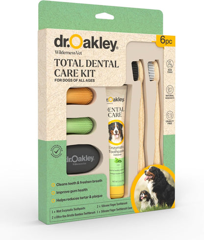 Dr. Oakley Dental Toothbrush Kit for Dogs & Cats -Finger Brush for Small Pets and Soft brushes for Large or Older Natural and Safe Peanut Butter Flavor -