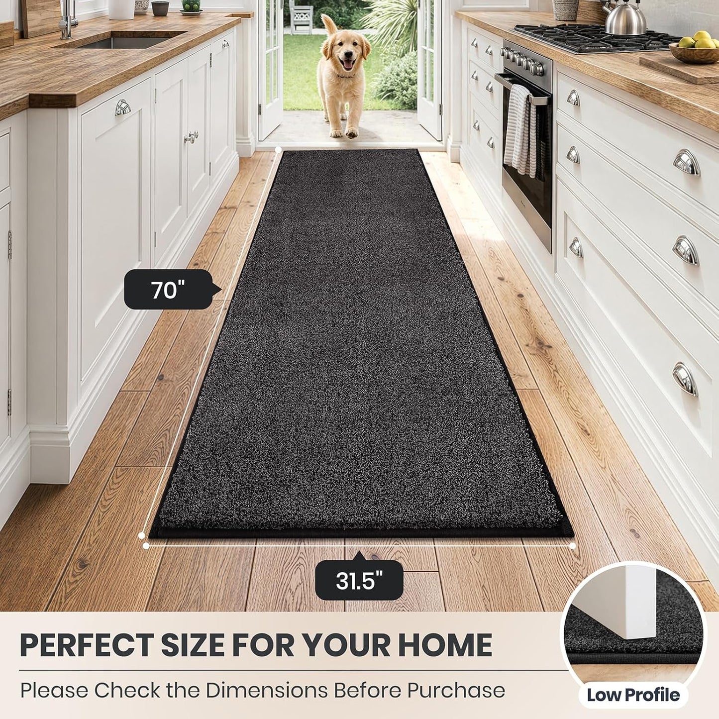 PURRUGS Dirt Trapping Door Mat 20" x 31.5", Non-Slip Machine Washable Entryway Rug, Dog Doormat, Indoor Front Door Mat, Super Absorbent Entry Rug for Muddy Shoes & Paws, Bluish Grey-Black