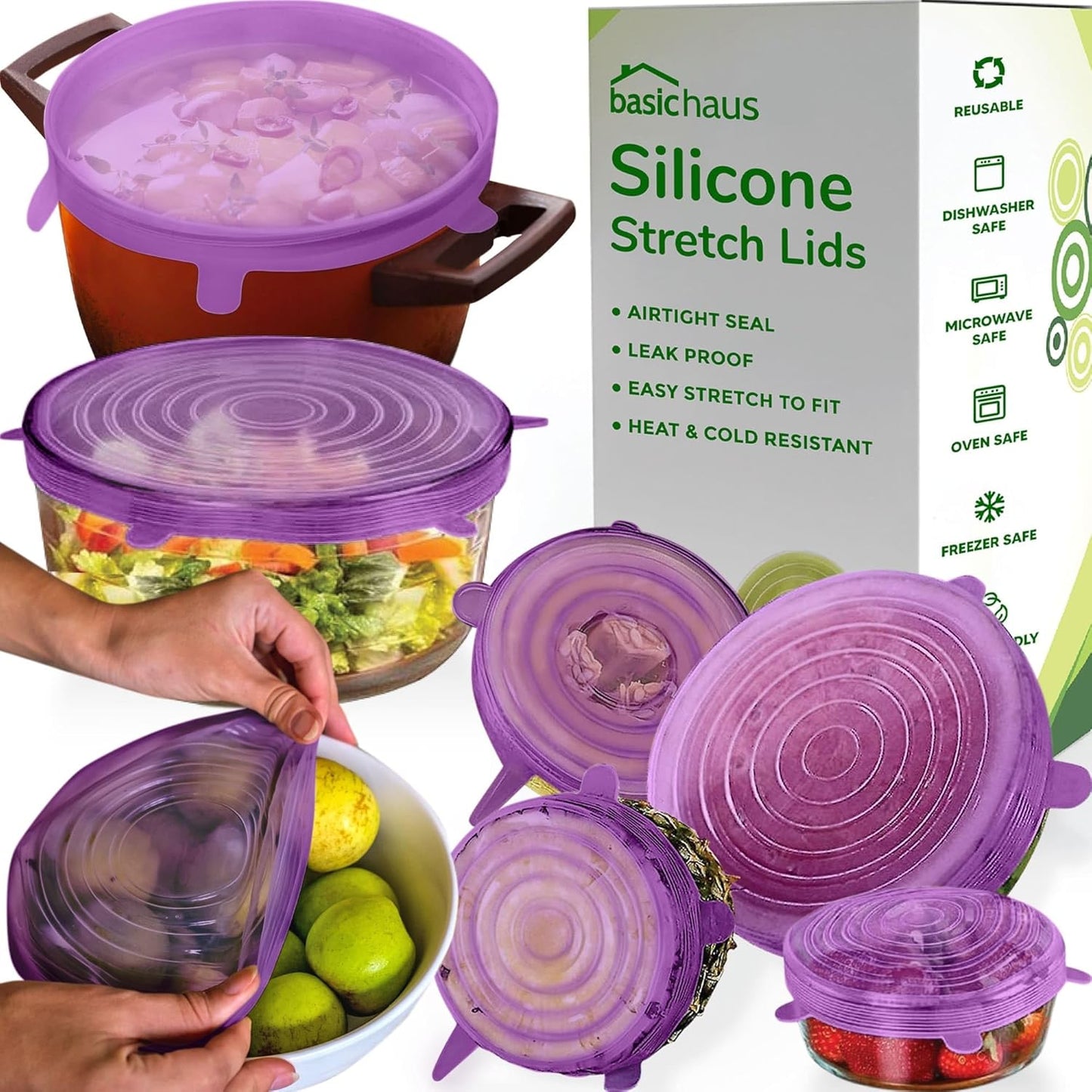 Reusable Silicone Can Lids – 2.6 Inch Can Covers for Dog & Cat Food – Universal Fit - Airtight Stretch Lids for Pet Food Cans, BPA-Free, Dishwasher Safe – 10 Pack