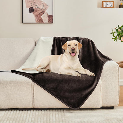 Waterproof Blanket 60"x80" for Adults, Reversible Waterproof Bed Cover for Dogs Cats Pets, Soft Leakproof Blanket for Bed Couch Sofa Furniture Protector, Dusty Pink/Off White