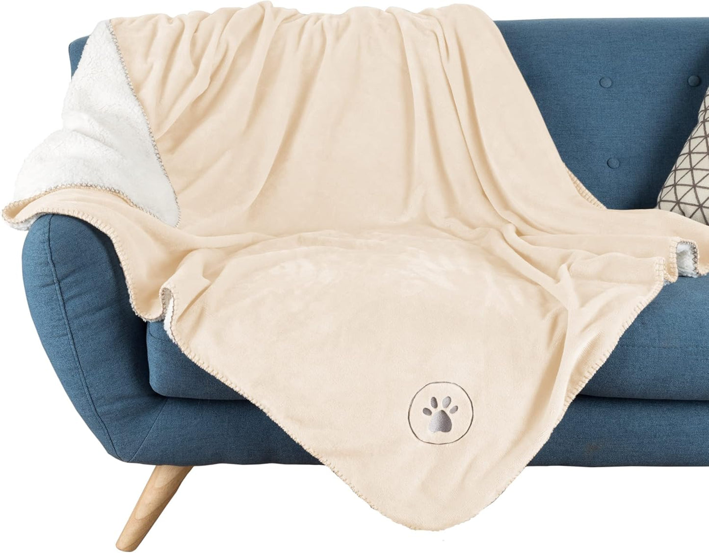 Waterproof Pet Blanket - 50x60-Inch Reversible Sherpa Fleece Throw Protects Couches, Cars, and Beds from Spills, Stains, and Fur by PETMAKER (Gray)
