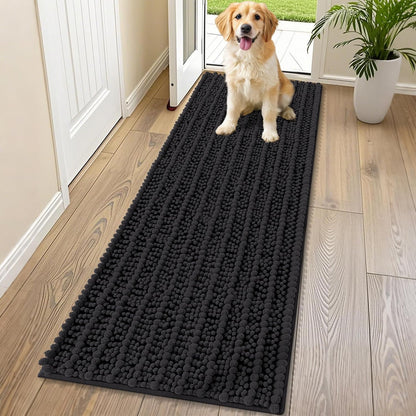Smiry Dog Door Mat for Muddy Paws 30x20, Extra Soft Absorbent Chenille Doormat, Trap Moisture and Dirt, Non-Slip Machine Washable Front Door Mat for Indoor Entrance Inside Floor, Grey