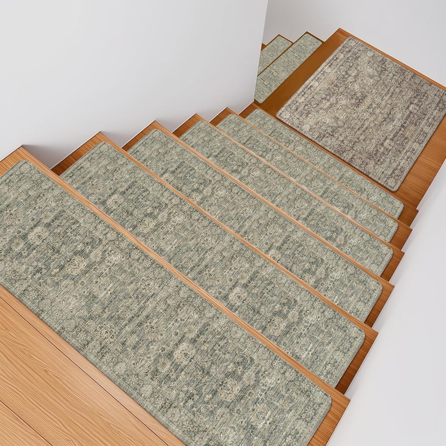 OJIA Extra Non-Slip Stair Treads for Wooden Steps 15PCS, 30"X8" Rubber Indoor Stair Runner Slip Resistant Stair Rugs Safety Mats for Dogs, Kids & Elders, Stairway Grip Step Treads, Gray