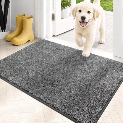 PURRUGS Dirt Trapping Door Mat 20" x 31.5", Non-Slip Machine Washable Entryway Rug, Dog Doormat, Indoor Front Door Mat, Super Absorbent Entry Rug for Muddy Shoes & Paws, Bluish Grey-Black