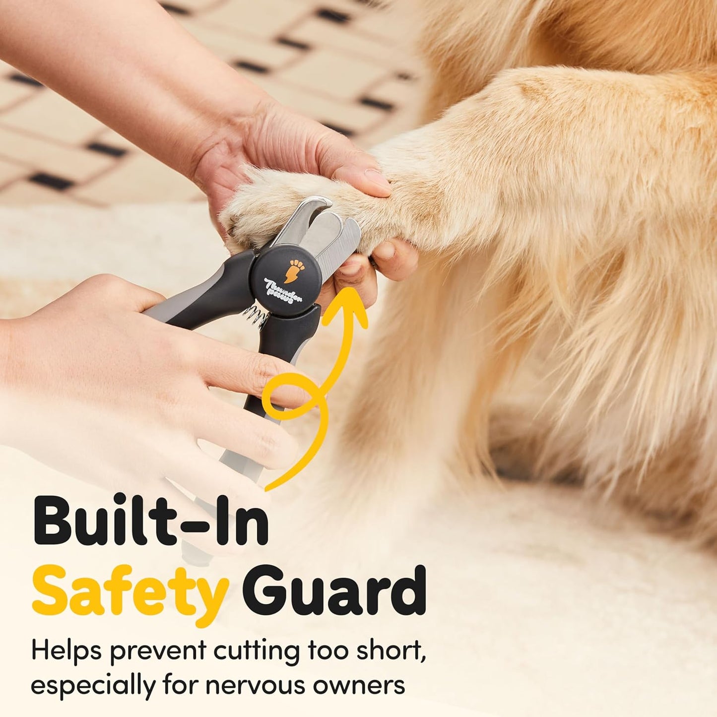 LED Dog Nail Clippers with Light, Trimmers with Protective Guard, Quick Sensor, Safety Lock and Nail File - Suitable for Large and Small Dogs & Cats (Yellow, LED)