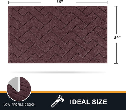 PURRUGS Dirt Trapping Door Mat 20" x 31.5", Non-Slip Machine Washable Entry Rug, Dog Doormat, Indoor Front Door Mat, Super Absorbent Entryway Rug for Muddy Shoes & Paws, Taupe