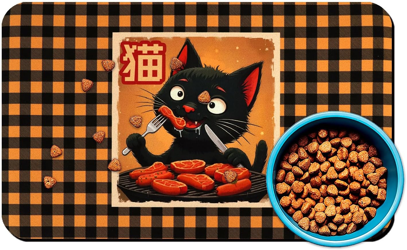 Dog Food Mats for Floors Waterproof Mat for Cat Food and Water Bowls - Absorbent Quick Dry Non Slip Mat for Pet Feeding