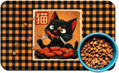 Dog Food Mats for Floors Waterproof Mat for Cat Food and Water Bowls - Absorbent Quick Dry Non Slip Mat for Pet Feeding