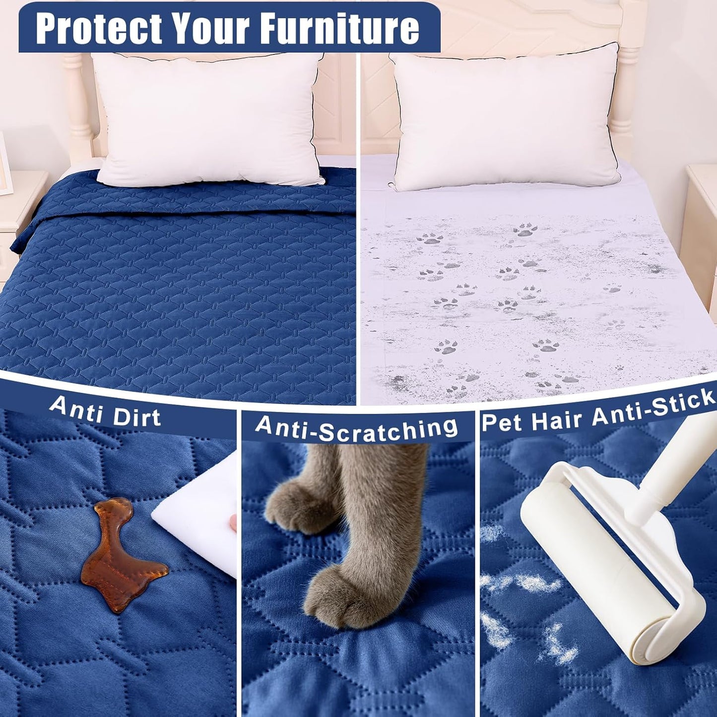 Smiry Waterproof Dog Bed Cover Blanket 30x70, Soft Reversible Pet Blanket, Washable Leakproof Cats Dogs Couch Cover for Sofa, Couch, Furniture, Grey/Dark Grey