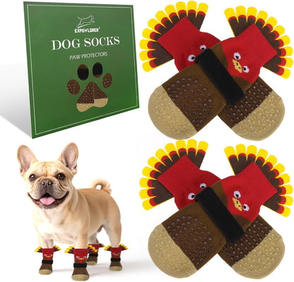 EXPAWLORER Anti Slip Dog Socks to Prevent Licking Paws, Dog Shoes for Hot Pavement, Dog Booties for Small Medium Large Senior Dogs, Traction Control Boots & Paw Protectors for Hardwood Floors