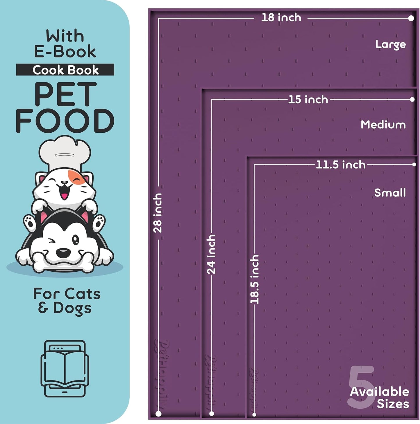 Dog Food Mat - Raised Edges Dogs Mat for Food and Water Prevent Spill, Waterproof Cat Food Mats Protect Floors, Easy Clean Dog Bowl Mats for Food and Water, Silicone Pet Feeding Placemats