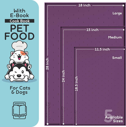 Dog Food Mat - Raised Edges Dogs Mat for Food and Water Prevent Spill, Waterproof Cat Food Mats Protect Floors, Easy Clean Dog Bowl Mats for Food and Water, Silicone Pet Feeding Placemats