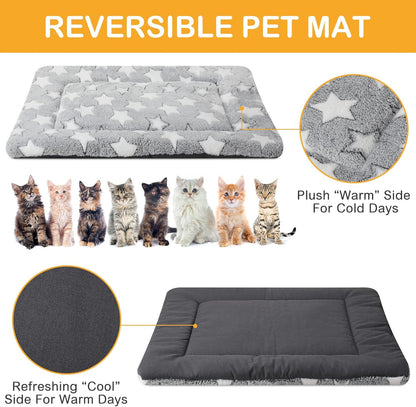 VitalCozy 4 Pcs Dog Crate Pads, Ultra Soft Warm Washable Anti-Slip Kennel Bed Mat for Pets, Reversible, Replaceable, Cage Liner for Small Medium Large Dogs and Cats (18 x 24 x 1.6 Inch,Star,Gray)