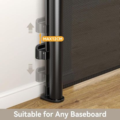 Uamector 138-Inch Extra Wide Retractable Baby Gate & Dog Gate, Reinforced Mesh Safety Gate Adjustable for Large Openings - Stairs, Doorways, Hallways - Indoor/Outdoor Use