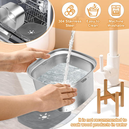 Decflow 3L Elevated Dog Water Bowl, Stainless Steel Raised Food Dispenser with Stand, Large Capacity No Spill Dog Water Bowl for Small, Medium and Large Dogs