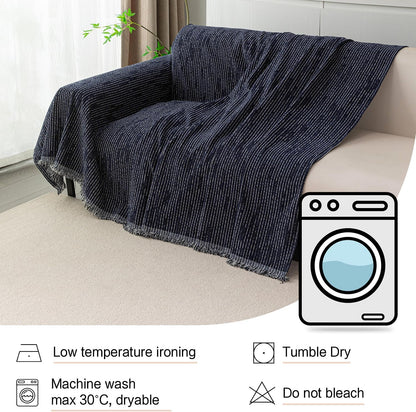 MYSKY HOME Couch Cover for Dogs, Washable Couch Covers, Non Slip Sofa Cover, Couch Cover 2 Cushion Sofa Dogs Furniture Protector with Tassels, Chenille Sofa Slipcover for Pets, 71"x118", Dark Grey