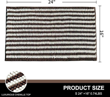 Dog Door Mat for Muddy Paws - Absorbent Quick-Dry Non-Slip Washable Chenille Pet Rug, Indoor Entryway Mat for Front Door & Crate (Brown, 24" L*16" W)
