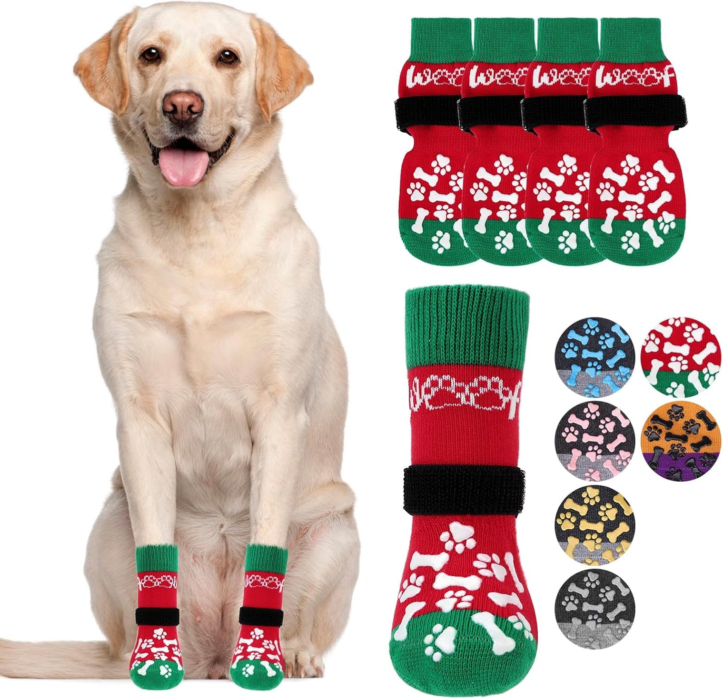 KOOLTAIL Dog Socks Shoes for Hot Pavement to Prevent Licking Paws, Winter Dog Boots&Paw Protector for Hardwood Floors Anti Slip,Traction Control Grip Booties for Small Medium Large Senior Dogs,Black M