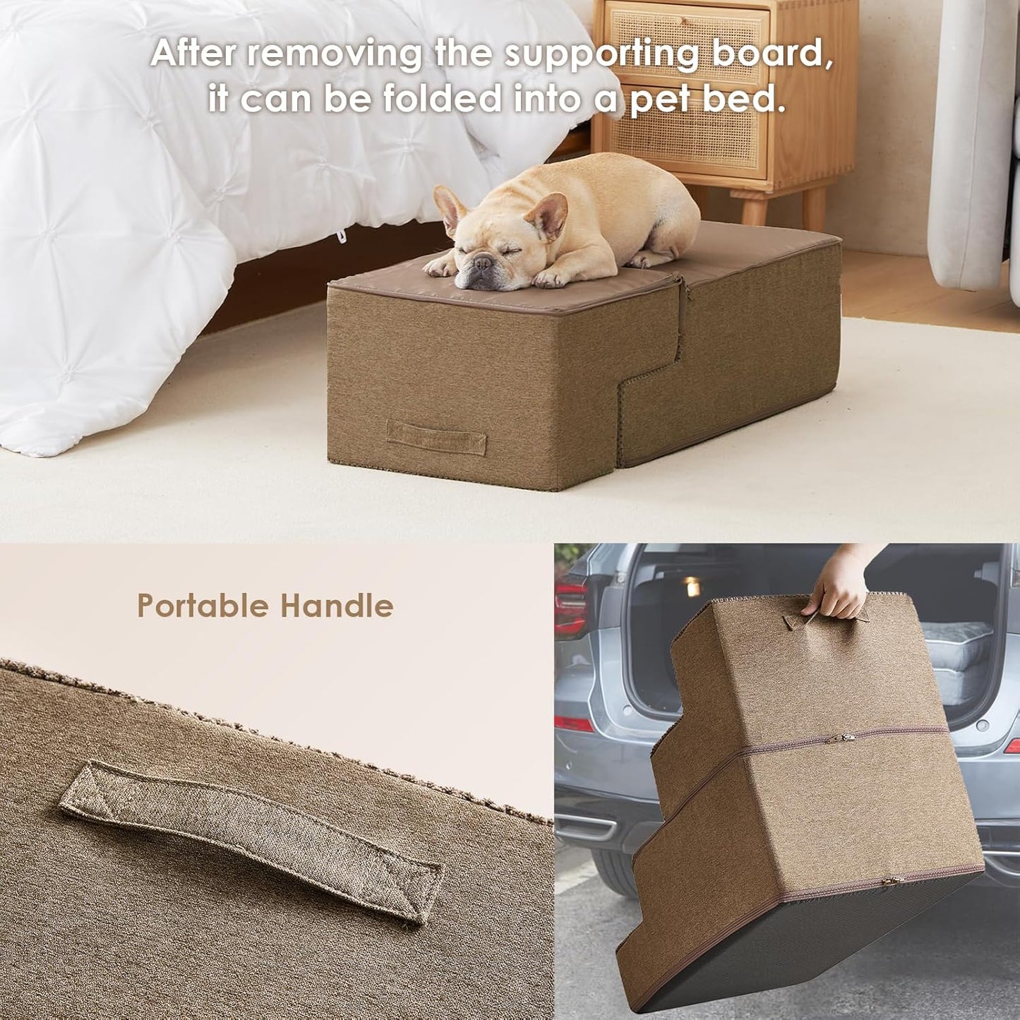 EHEYCIGA Dog Stairs for High Bed 22.5" H, 5-Step Dog Steps for Bed, Pet Steps for Small Dogs and Cats, Non-Slip Balanced Pet Ramp Indoor, Grey