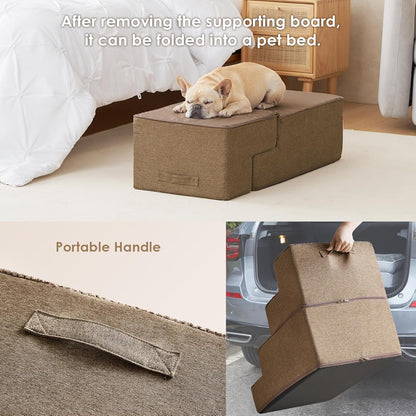 EHEYCIGA Dog Stairs for High Bed 22.5" H, 5-Step Dog Steps for Bed, Pet Steps for Small Dogs and Cats, Non-Slip Balanced Pet Ramp Indoor, Grey