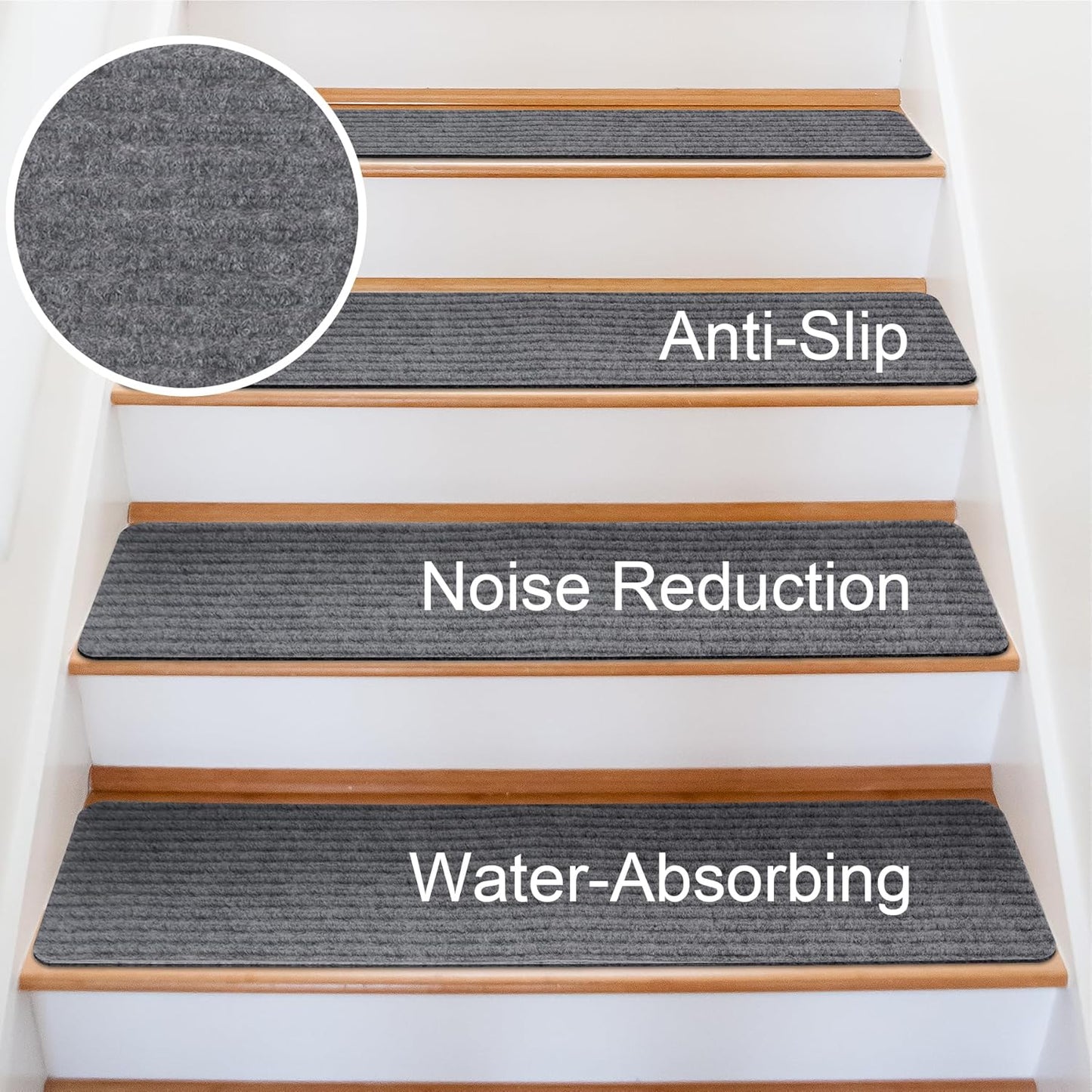 Extra Wide Non Slip Stair Treads for Wooden Steps – 15 Pack 9" x36'' Extra Wide Carpet Runners with Reusable Adhesive, Step Pads for Dogs, Kids, Seniors, Machine Washable – Geige