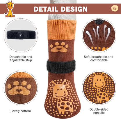 SCENEREAL 6Pcs Anti Slip Dog Socks to Prevent Licking Paws for Hot/Cold Pavement, Dog Grippy Socks for Hardwood Floors, Dog Shoes for Boots & Paw Protectors for Puppy Small Medium Large Senior Dogs