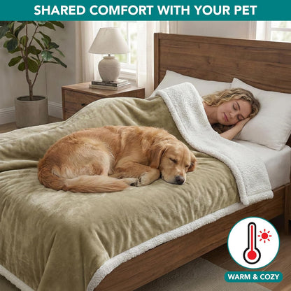 PetAmi Waterproof Dog Blanket for Couch, Large 60x40, Pee Proof Sherpa Fleece Reversible Pet Throw, Furniture Protector for Bed Sofa Kennel, Soft Washable Cover for Medium Dogs Cats, Grey Sherpa