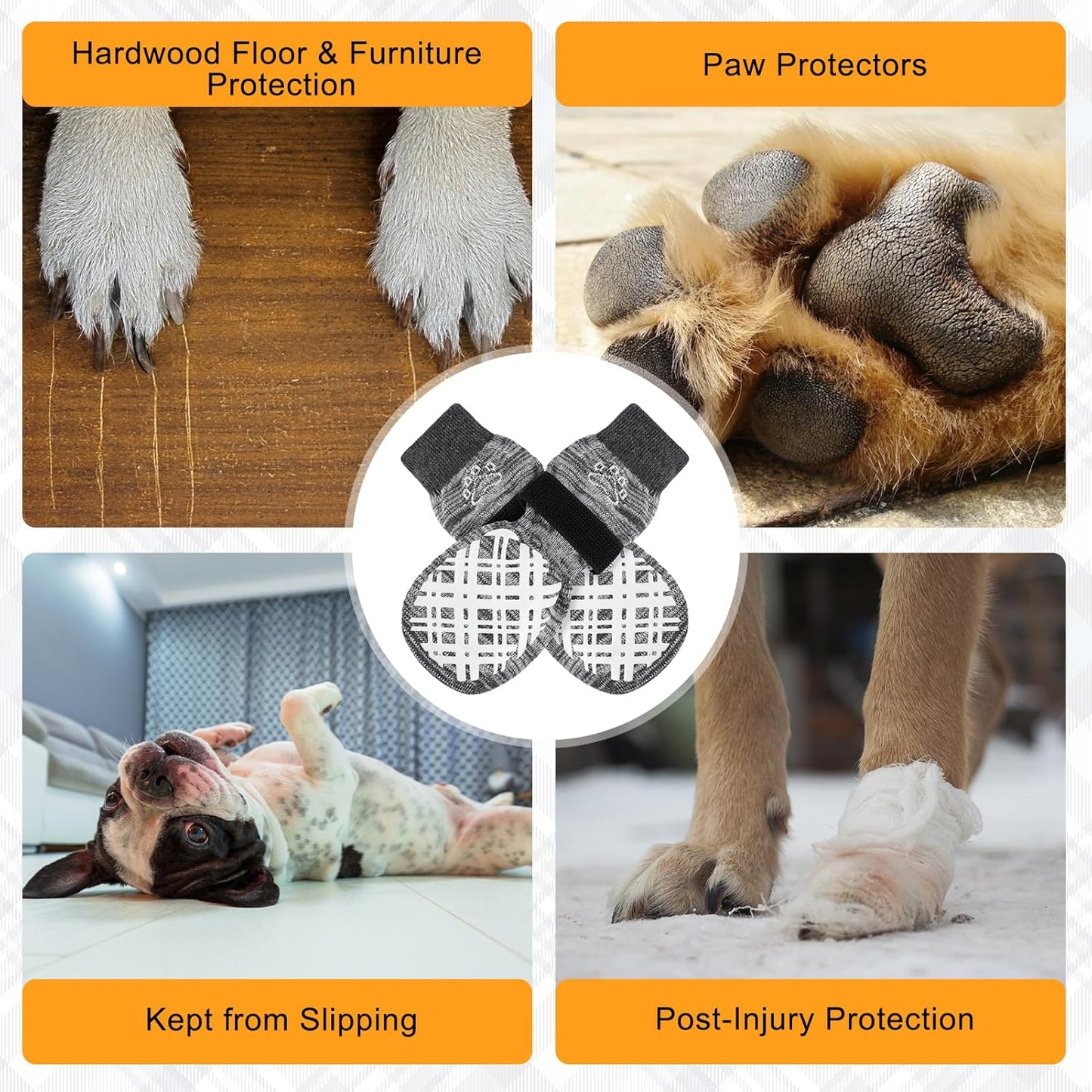 BEAUTYZOO Dog Socks to Prevent Licking Paws -Dog Shoes for Hot Pavement & Hardwood Floors Anti Slip, Traction Control Boots & Paw Protectors with Double Side Grips for Small Medium Large Senior Dogs