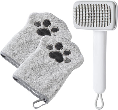 Muddi Mitt Microfiber Reusable Pet Wipes Grooming Towel Glove | Machine-Washable, Soft, Double-Sided Bath Mitt Replaces Wipes | Dirt Odor Removal | Gentle Paw Coat Cleaner | Dogs & Cats (Single Mitt)