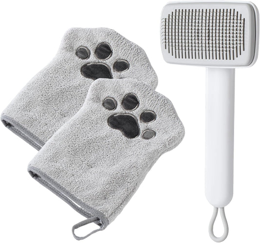 Muddi Mitt Microfiber Reusable Pet Wipes Grooming Towel Glove | Machine-Washable, Soft, Double-Sided Bath Mitt Replaces Wipes | Dirt Odor Removal | Gentle Paw Coat Cleaner | Dogs & Cats (Single Mitt)